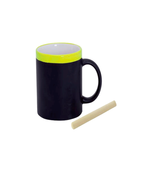 TAZA PIZARRA CERAMICA EN CAJITA INDIVIDUAL AMARILL