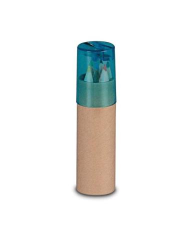 SET ESTUCHE 6 PINTURAS + SACAPUNTAS AZUL