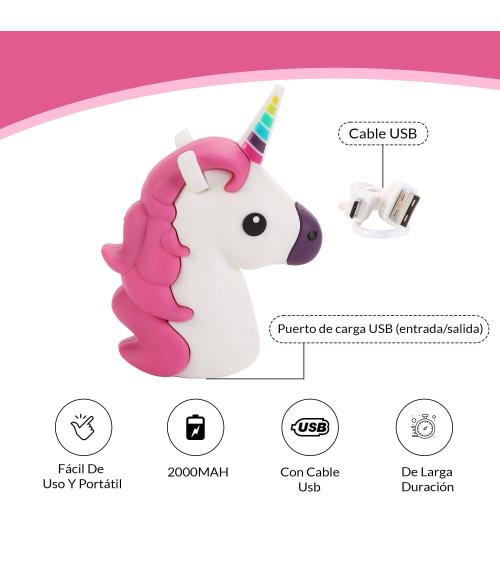 POWER BANK UNICORNIO 1200 mha EN CAJA DE REGALO