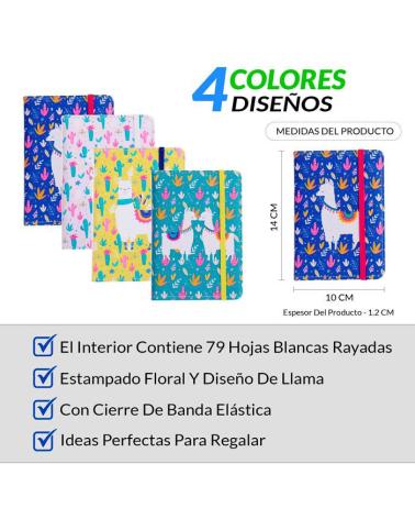 OFERTA! LOTE DE 500 LIBRETA "LLAMAS" CON CIERRE DE BANDA ELÁSTICA