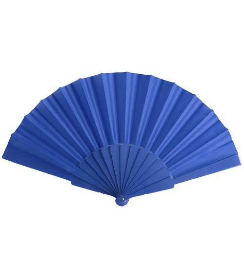 ABANICO DE TELA Y PVC PRESENTADO EN CAJA AZUL