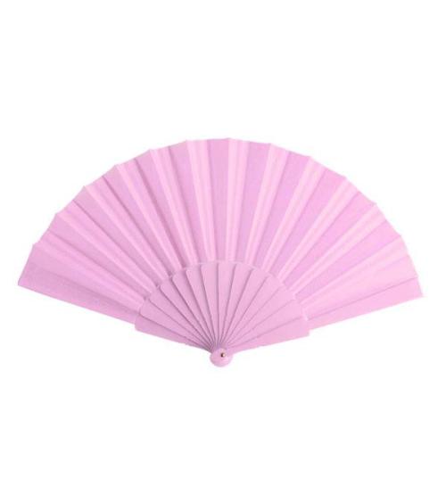 ABANICO DE TELA Y PVC PRESENTADO EN CAJA ROSA
