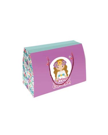 CAJA REGALO CARTÓN FLORES COMUNIÓN NIÑA
