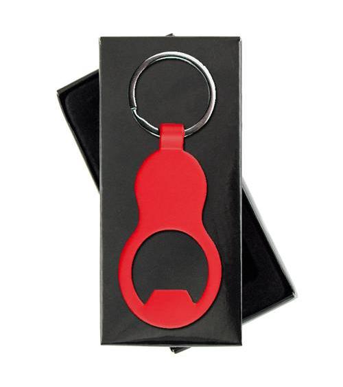 LLAVERO ABREBOTELLAS ALUMINIO EN CAJA ROJO