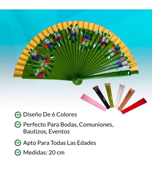 ABANICO DE MADERA "FLOWER" 19 CM